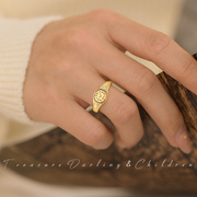 tdc温情珠宝时印之戒·18k金钻石(金钻石，)戒指可定制刻字宝宝手脚