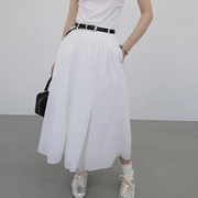 夏季a字裙显瘦气质裙子，高腰蛋糕裙法式白色，长裙半身裙女2024