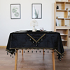 新古典(新古典)欧式黑色，丝绒布现代简约餐桌布，西餐台布茶几盖布样版房装饰