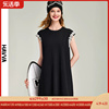 HAVVA2024夏季黑色连衣裙女气质短款宽松设计感t恤裙子Q2672