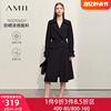 Amii中长款风衣外套春装2024年流行收腰修身女款西装春秋法式