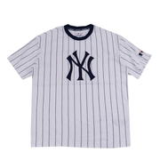 美职棒夏季棉质棒球短袖t恤美式竖条纹宽松oversize半袖刺绣字母