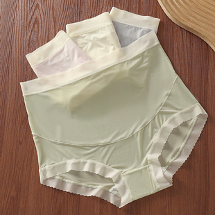 孕妇内裤高腰托腹怀孕期，专用大码孕中晚期冰丝无痕，薄款纯棉裆短裤
