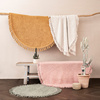 日式简约手工棉编织地毯客厅卧室衣帽间圆形毯儿童床边爬爬垫