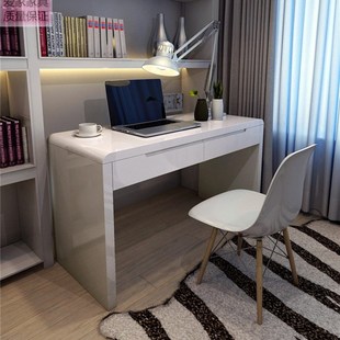 电脑桌现代简约白k色，钢琴烤漆小户型卧室，写字台家用台式办公书桌