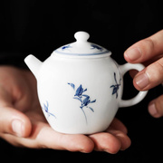 纯手绘兰花茶壶陶瓷茶壶单个泡，茶壶中式功夫茶具小套装家用小瓷壶