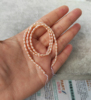 2-3mm桔粉色小颗米形天然淡水珍珠项链半成品