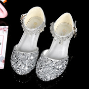 春季女童公主鞋儿童，小女孩水晶单鞋软底宝宝，水晶鞋女小童皮鞋
