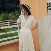 白色连衣裙女2023超仙裙子，海边度假蕾丝，海滩长裙巴厘岛沙滩裙