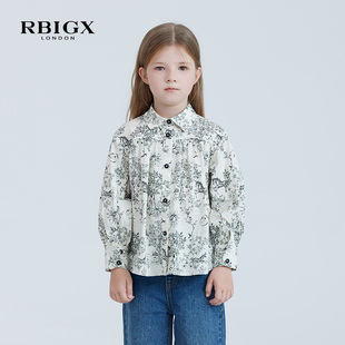 rbigx瑞比克童装秋季儿童花色，百搭潮流设计感休闲长袖衬衫