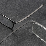 超轻眼镜框男近视透明无螺丝，丹麦黄宗泽黑色镜架纯钛复古板材6544