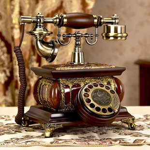 老式复古电话机家用欧式仿古电话机时尚创意座机古典实木办公电话