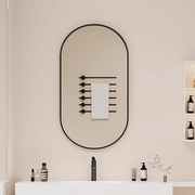 椭圆形浴室镜卫生间壁挂式创意梳妆镜，厕所洗手台免打孔镜子带镜框