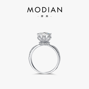 modian925纯银二克拉钻戒仿真钻石戒指女结婚求婚情侣对戒婚戒