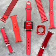 新年个性大红色真皮磁吸硅胶适用iwatch表带苹果s7手表applewatch