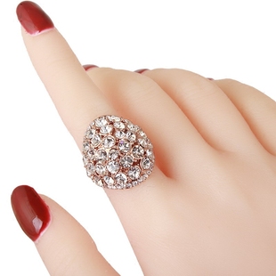 欧美时尚大气水钻食指戒指女款夸张个性奢华装饰指环日韩潮人网红