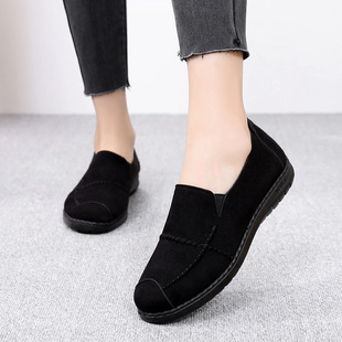 老北京布鞋女鞋时尚款一脚蹬，单鞋舒适软底，上班黑色工作鞋妈妈鞋女