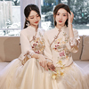 中式伴娘服冬季2023旗袍姐妹装结婚礼服，女汉服中国风伴娘团裙