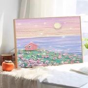 日出风景油彩画diy数字油画手工涂色填充花卉植物丙烯装饰画手绘