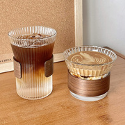ins挂耳咖啡杯双层玻璃杯冰美式拿铁拉花杯日式家用牛奶喝水杯子