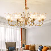 慕庭全铜客厅吊灯美式现代简约楼梯灯卧室，法式轻奢高级感复式主灯