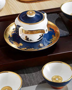 贵邦骨瓷办公室功夫茶具套装，陶瓷茶杯茶壶重竹茶盘整套家用