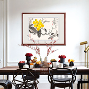 新中式客厅餐厅卧室玄关，水墨禅意轻奢装饰画，挂画枇杷国画有框画