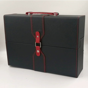 酒类包装韩版双只皮盒高档酒盒PU皮葡萄酒盒黑色双支红酒盒子