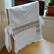 欧式法式白色ins蕾丝刺绣荷叶边纯棉布艺椅子靠背巾椅背盖巾盖布