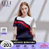 ELLE Active2024春夏t恤短袖女夏季时尚休闲拼色活力运动半袖上衣