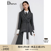 idpan女装修身个性时尚职场气质，设计x型率性戗驳领西装外套女