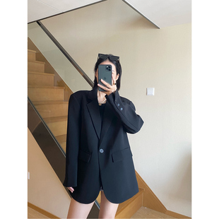 黑色西装外套女气质设计感韩版西服宽松休闲显瘦上衣，春秋小西装