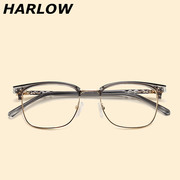 tr90灰色透明眼镜框男女韩版潮日系半框眼镜带鼻托防过敏眼镜架轻