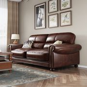 沙发美式复古实木真皮沙发风格客厅头层牛皮组合家具直排皮艺沙发