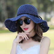 帽子女夏季小清新草帽，遮阳帽防晒太阳帽，可折叠百搭大沿沙滩帽凉帽