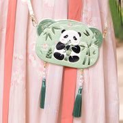 中国风儿童绣花熊猫配饰斜跨汉服包女刺绣古风配饰包文化创意包袋