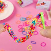 彩虹编织橡皮筋手链diy儿童一次性小皮筋手工制作扎头发圈手环