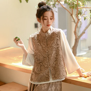 春季女装新中式马甲女外穿中国风刺绣背心复古无袖上衣