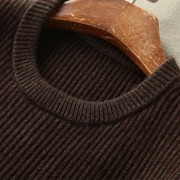欧美牦牛绒男士毛衣修身加厚套头纯天然原色，天赐财富日系复古纯色