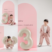儿童摄影服装粉色潮童韩版西装影楼男女宝宝艺术照拍照主题服装