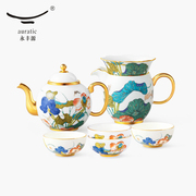 永丰源幸福和鸣8头9头陶瓷，中式茶具咖啡具4人位茶壶功夫茶具