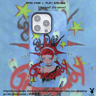 PlayGirl欧美涂鸦朋克美式摇滚个性小众手机壳适用苹果iPhone14/13/xr磨砂亮面全包边安卓型号定制原创菲林