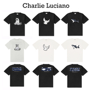 Charlie Luciano男女同款动物印花休闲半袖上衣宽松百搭显瘦T恤潮