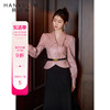 韩语琳长袖粉色皮衣外套女2024秋季高级感气质春季装上衣
