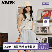 NERDY2023年夏季韩国潮牌基础款LOGO无袖T恤背心女上衣时尚