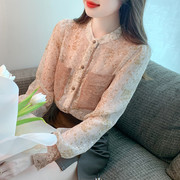 春季名媛气质蕾丝雪纺衬衫，设计感温柔百搭洋气上衣