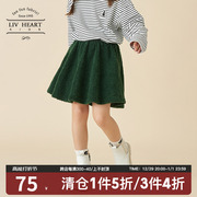 日本LIVHEART女大童羊羔毛短裙秋冬a字短款裙子儿童女童冬季
