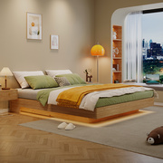 北欧悬浮床无床头白蜡木实木床，卧室日式榻榻米，主卧1.8m大床双人床