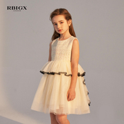 RBIGX瑞比克童装秋季小香风拼接网纱设计感女童无袖连衣裙