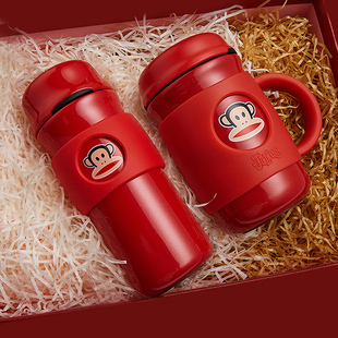 大嘴猴保温杯结婚红色礼盒套装情侣，杯子一对情侣款新年送礼物水杯